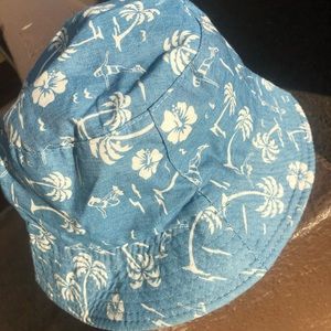Denim Tropical Print Bucket Hat